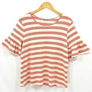 ♻️DONATED♻️PLEIONE for Nordstrom Short Sleeve Top Medium Bell Sleeve Striped D4